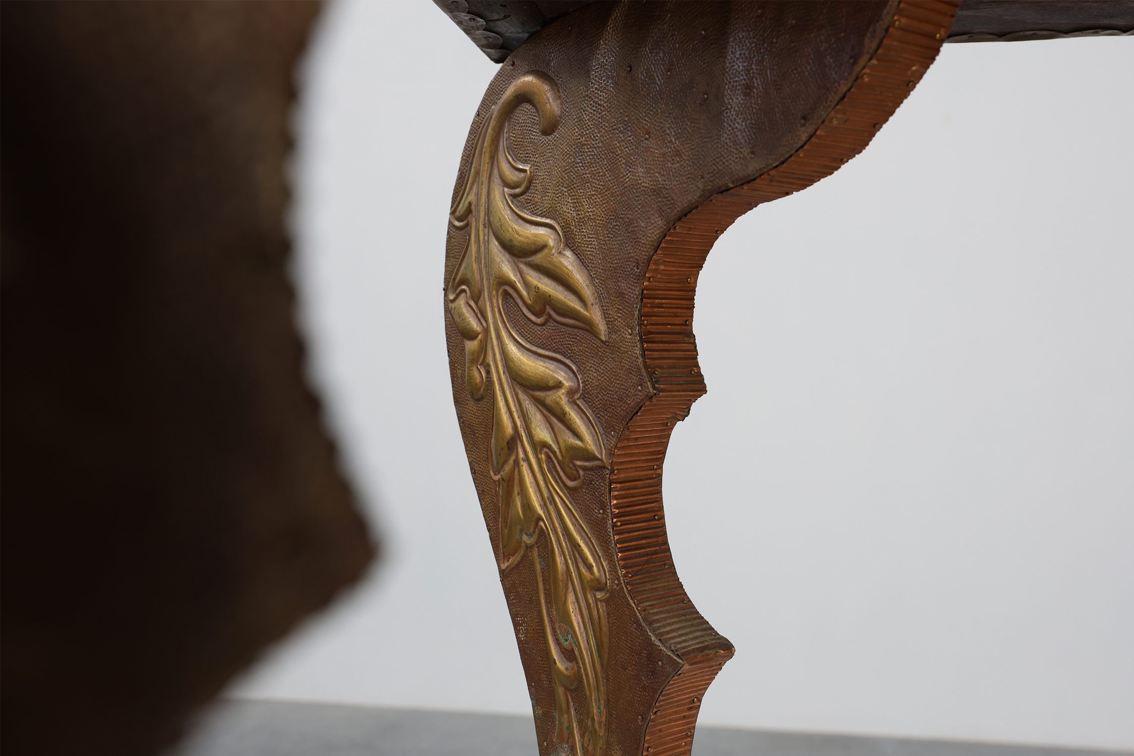 Arts & Crafts side table in oak and copper, United Kingdom ca. 1910thumbnail
